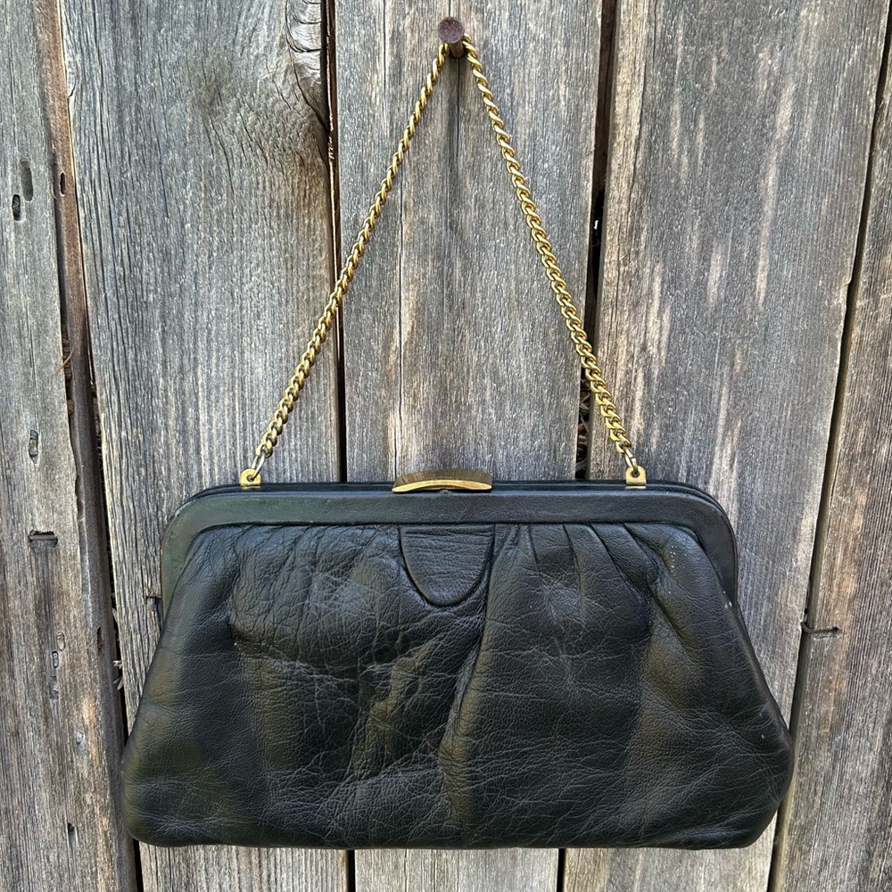 Vintage 60’s Contessa Clutch Bag Leather Black